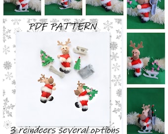 Felt Christmas ornaments Pdf/Pdf Christmas decoration/Pdf Christmas ornament felt/Pdf reindeer felt/Reindeers Garland /Pdf Christmas garland