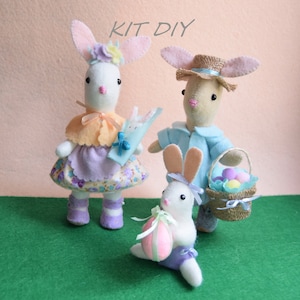 Coniglietti di Pasqua feltro Kit Diy/Kit DIY decorazione Pasqua coniglietti/Conigli di pasqua KIT DIY/Conigli feltro decoro
