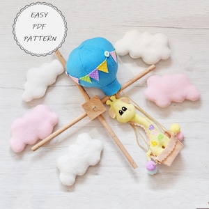 Hot Air Balloon Pdf Pattern/Baby mobile hot air balloon Pdf Pattern/ DIY  baby mobile hot air balloon/ 3D felt hot air balloon pdf tutorial
