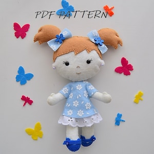 Cloth doll Pdf Pattern/Felt stuffed doll pattern/Rag doll pdf Pattern/Felt doll DIY/Sewn softie doll pattern/Softie felt doll Pdf Pattern