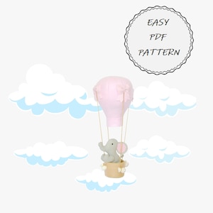 Hot Air Balloon Pdf Pattern/Baby mobile hot air balloon Pdf Pattern/ DIY  baby mobile hot air balloon/ 3D felt hot air balloon pdf tutorial