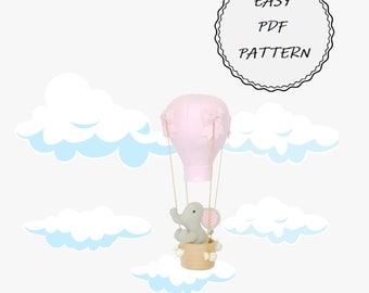 Hot Air Balloon Pdf Pattern/Baby mobile hot air balloon Pdf Pattern/ DIY  baby mobile hot air balloon/ 3D felt hot air balloon pdf tutorial