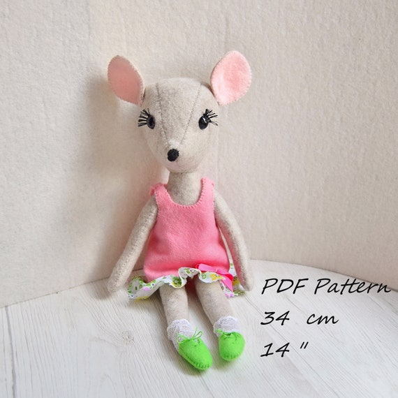 Mouse Felt Doll/pdf Tutorial Mouse Doll Sewn/softie Mouse Doll - Etsy
