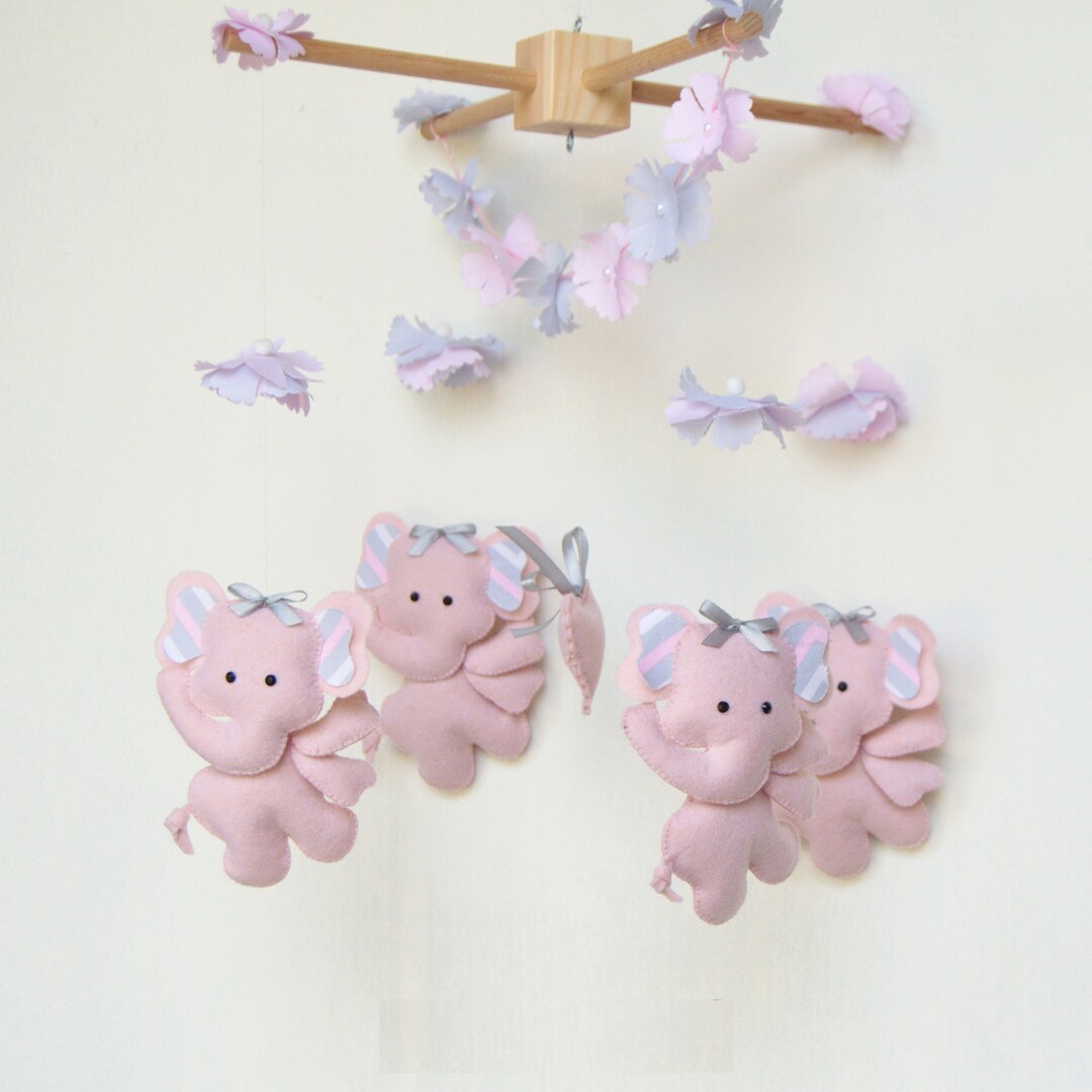 Pink Elephant Mobile/felt Elephant Cradle Mobile/pink Elephant Etsy