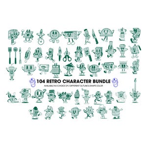 Retro character illustration bundle