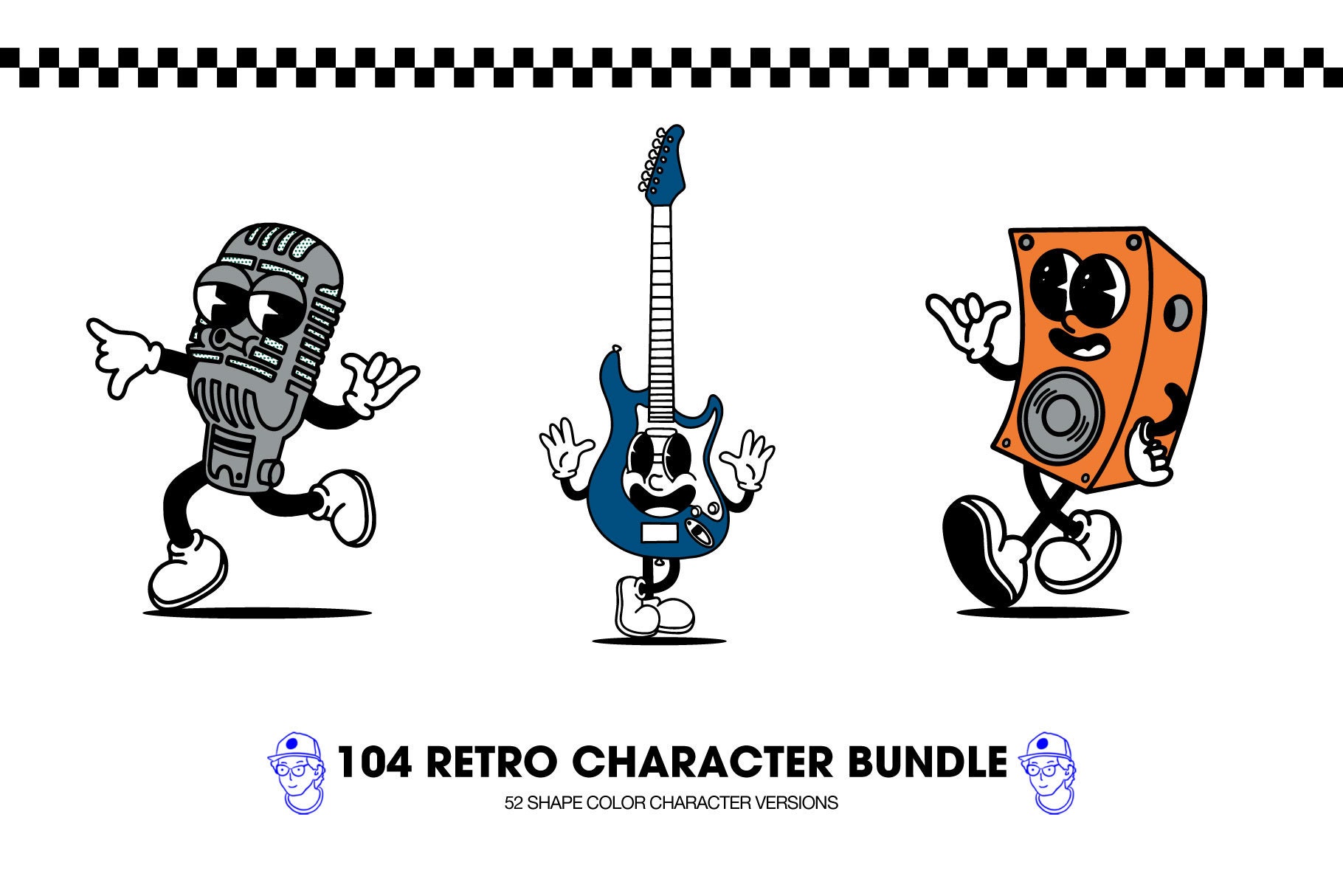 Retro Character Illustration Bundle - Etsy