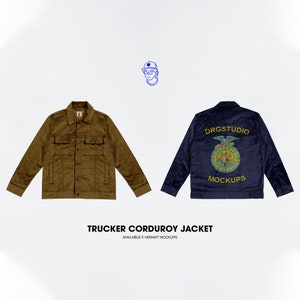 Vintage RetroTrucker Corduroy Mockups Jacket