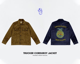 Vintage RetroTrucker Corduroy Mockups Jacket