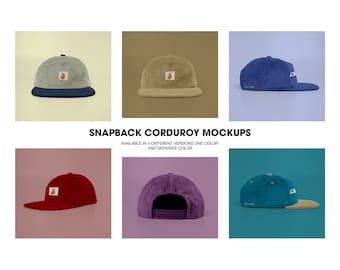 Snapback corduroy cap hat mockups