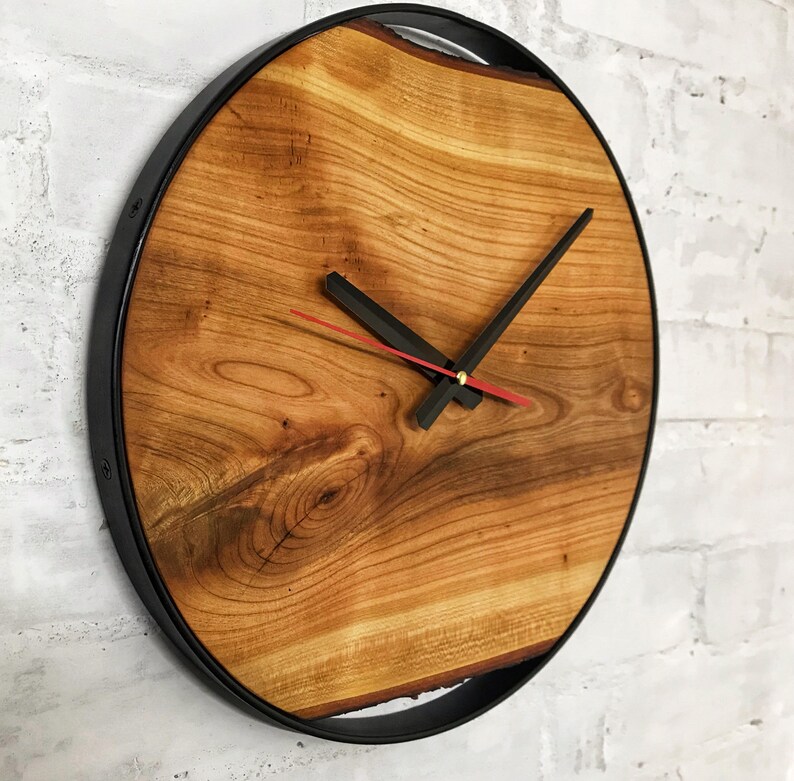 DIY Livе Edge Solid Cherry Wood Wall Round Clock Great Etsy