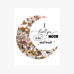 Moon Collage Edit in Canva and Adobe Photoshop,  I Love You to the Moon and Back, Moon Template, Moon Collage, Moon Frame, INSTANT DOWNLOAD