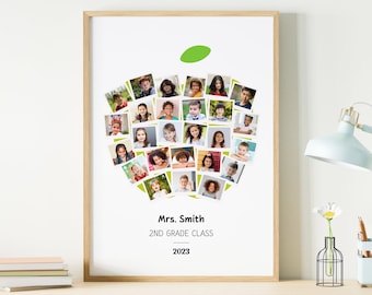 School Class Photo Apple Template: Canva Editable Collage (Digital Download)