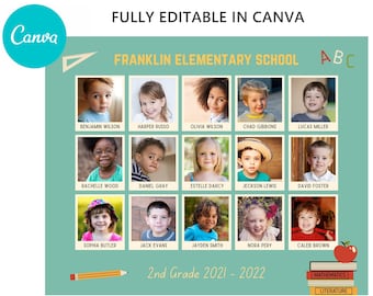 School Class Photo Template: 8x10 Editable in Canva (Digital Download)