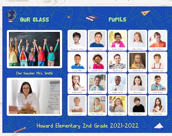 School Class Photo Template: 12x16" Photoshop File (Instant Download)