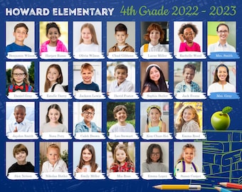 School Class Photo Template: 8x10 Photoshop File (Instant Download)