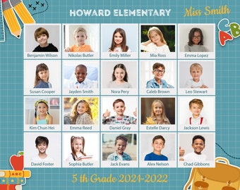 School Class Photo Template 8x10 Photoshop File INSTANT DOWNLOAD