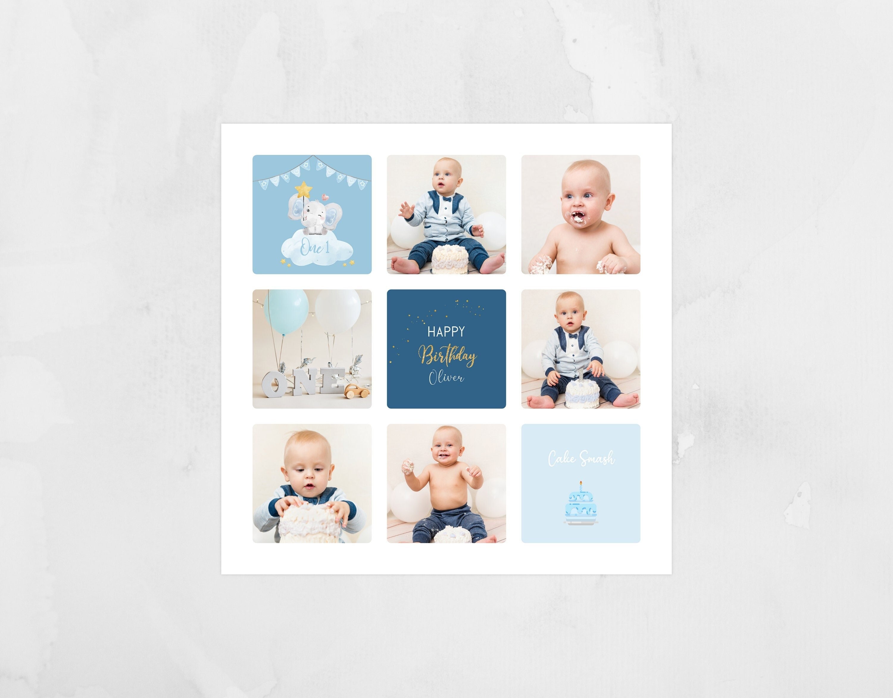 Cake Smash Photo Collage Template First Year Birthday Etsy Australia