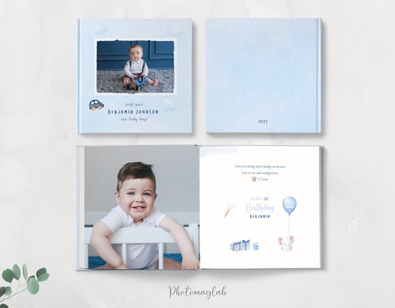 Álbum de fotos personalizado del primer año del bebé, libro de