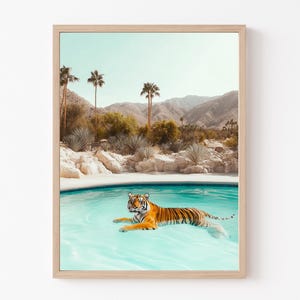 Tiger Poster, Wandkunst, Tiger im Pool in Palm Springs, Kunstdruck