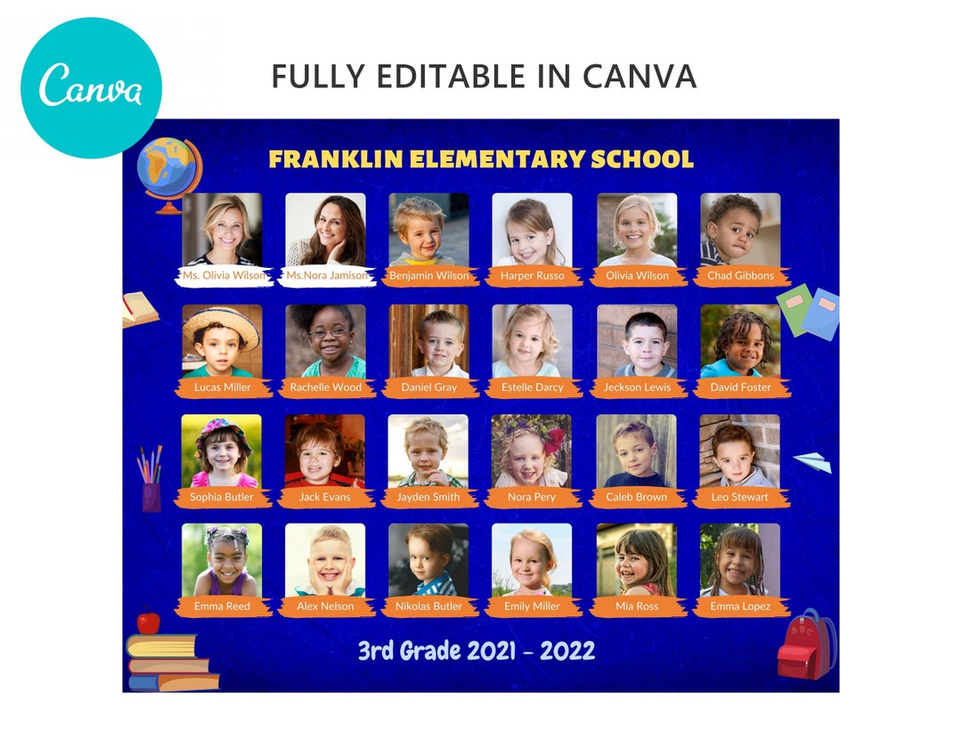 School Class Photo Template: 8x10 Editable in Canva - Etsy