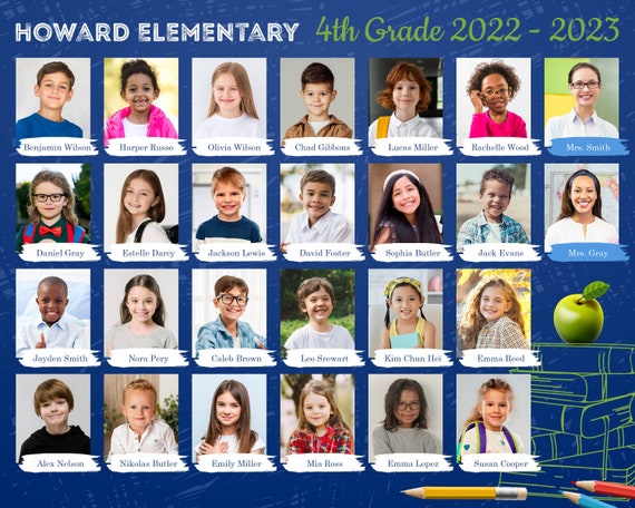School Class Photo Template: 8x10 Photoshop File (Instant Download)