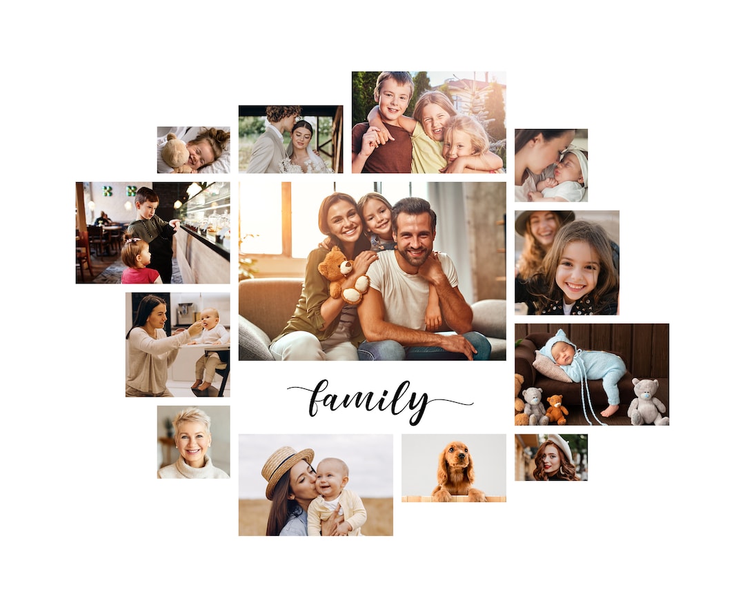Family Photo Collage, Family Collage, Family Photo Template, Photo