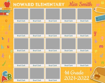 School Class Photo Template: 8x10 Photoshop File (Instant Download)