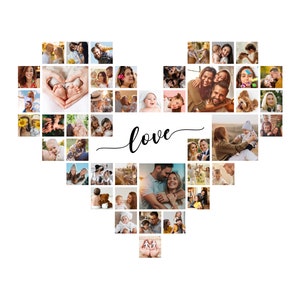 Heart Family Photo Collage, Love Collage, Family Photo Collage, Heart Shape Collage, Photo Collage, Photoshop Template, INSTANT DOWNLOAD!