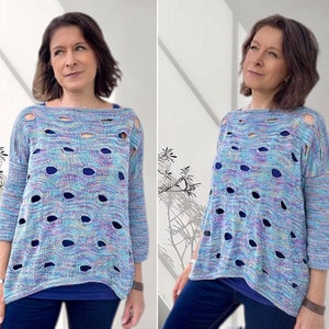 KNITTING PATTERN &quot;Moonwalk&quot; - Top-down Sweater - Pullover - Jumper - eyelets - seamless - easy - Instant PDF download