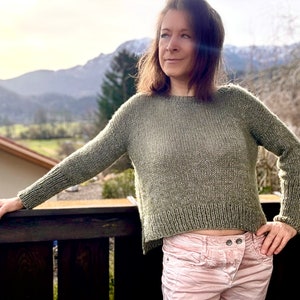 KNITTING PATTERN Schilf Sweater Basic lightweight Pullover Jumper top down seamless 9 sizes Instant PDF download immagine 5