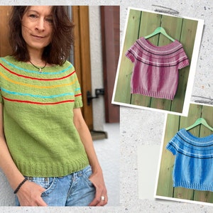 KNITTING PATTERN &quot;Choose your colors&quot; - Round Yoke Shirt - Pullover - Jumper - Top - seamless - top down - easy - 8 sizes