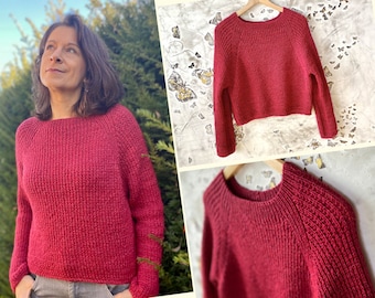 STRICKANLEITUNG "Chiara"- Basic Raglan Sweater - Pullover - Pulli - nahtlos stricken - von oben - 8 Größen - sofortiger PDF Download
