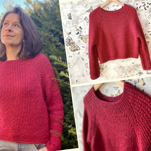 STRICKANLEITUNG "Chiara"- Basic Raglan Sweater - Pullover - Pulli - nahtlos stricken - von oben - 8 Größen - sofortiger PDF Download