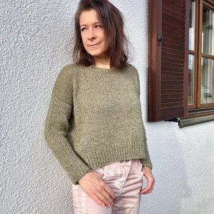 KNITTING PATTERN Schilf Sweater Basic lightweight Pullover Jumper top down seamless 9 sizes Instant PDF download image 10