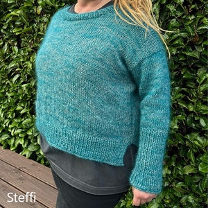 KNITTING PATTERN Schilf Sweater Basic lightweight Pullover Jumper top down seamless 9 sizes Instant PDF download immagine 9