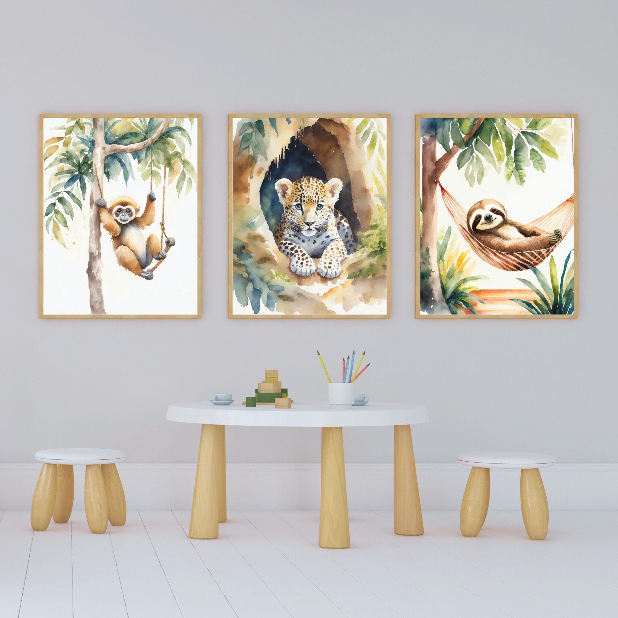 Jungle Nursery Decor Wall Art Print safari Nursery Decor Lion, Elephant ...