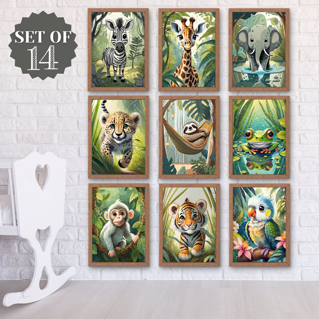 Jungle Nursery Decor Wall Art Print |safari Nursery Decor| Lion ...