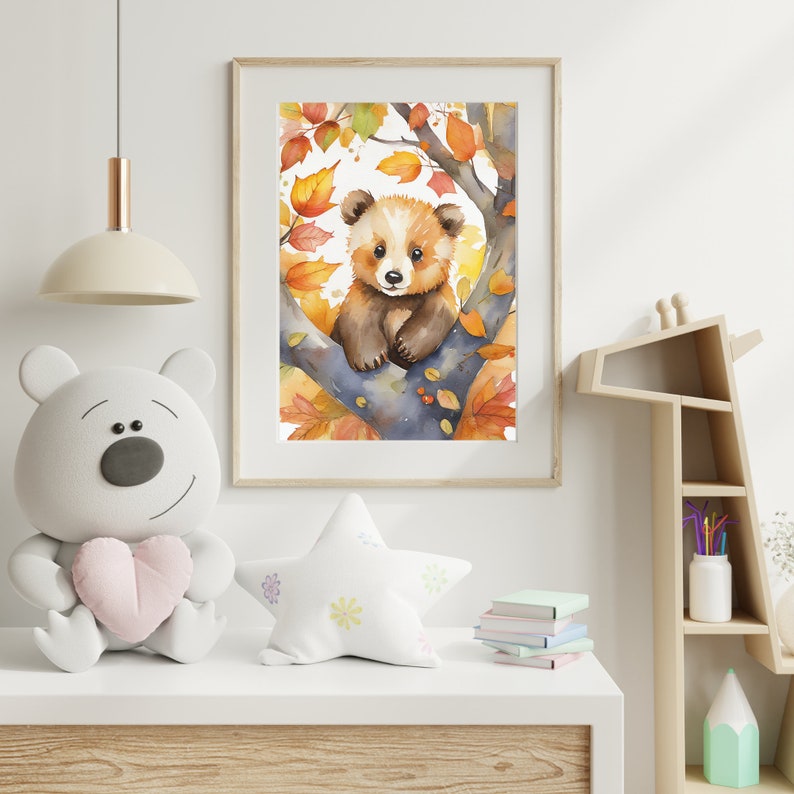 Woodland Nursery Decor Wall Art Print Forest Nursery Decor Rabbit, Bear, Fox, Squirrel Forest