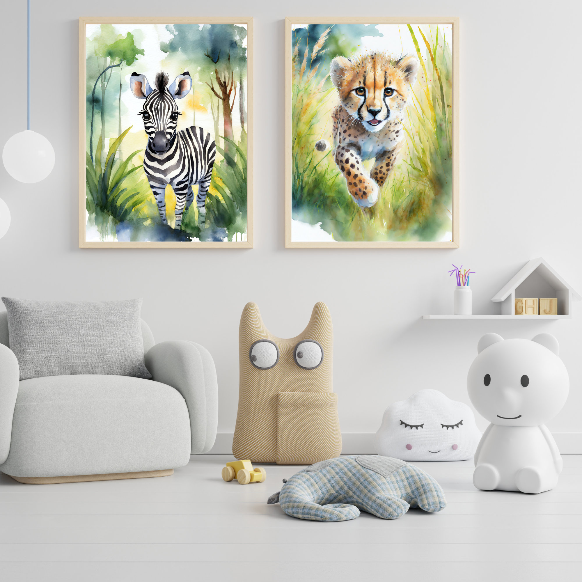 Jungle Nursery Decor Wall Art Print safari Nursery Decor Lion, Elephant — free download
