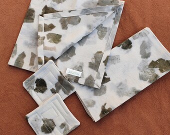 organic cotton napkins and coasters - plant dyed - hand dyed - eco print - onion skins - approx. 50 x 50 cm