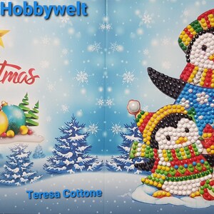 Tarjeta de felicitación navideña con pingüinos, 222442