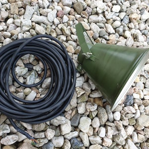 Lamp VEB Leuchtenbau Leipzig metal shade lamp NVA GDR industrial design hanging lamp military vintage industrial robust