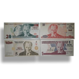 Turchia Set di 4 banconote UNC da 1,5,10 e 20 YTL "nuova lira" 2005 8a emissione