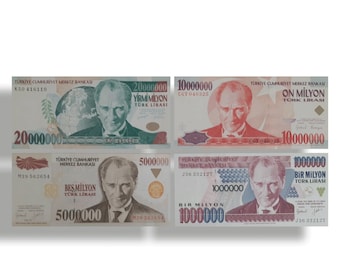 Billetes de 1000000 a 20000000 millones de euros, serie UNC de Turquía