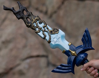 Zelda lágrimas del reino, espada maestra rota, réplica de tamaño natural, Cosplay Prop, Luces Led