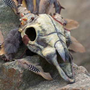 Máscara de cráneo de chamán, máscara de cráneo pagano, máscara ritual, máscara de cráneo de carnero, cráneo de cabra, cráneo impreso en 3d, cráneo de animal