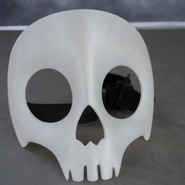 Máscara de calavera de dibujos animados impresa en 3D: ideal para cosplay o fiestas de Halloween.
