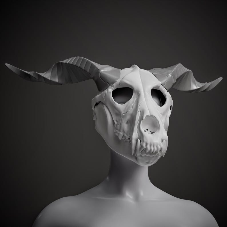 Elias Ainsworth Inspired Skull Mask 3D Model STL File: Moving Jaw Cosplay image 3