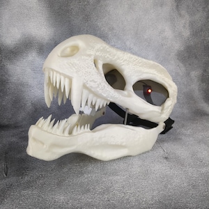 3D Printed T-Rex Dino Mask with Moving Jaw & LED Eyes
