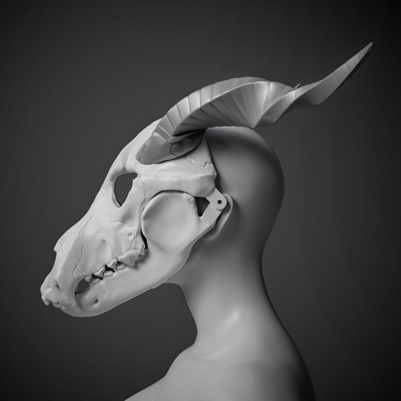 Elias Ainsworth Inspired Skull Mask 3D Model STL File: Moving Jaw Cosplay image 6